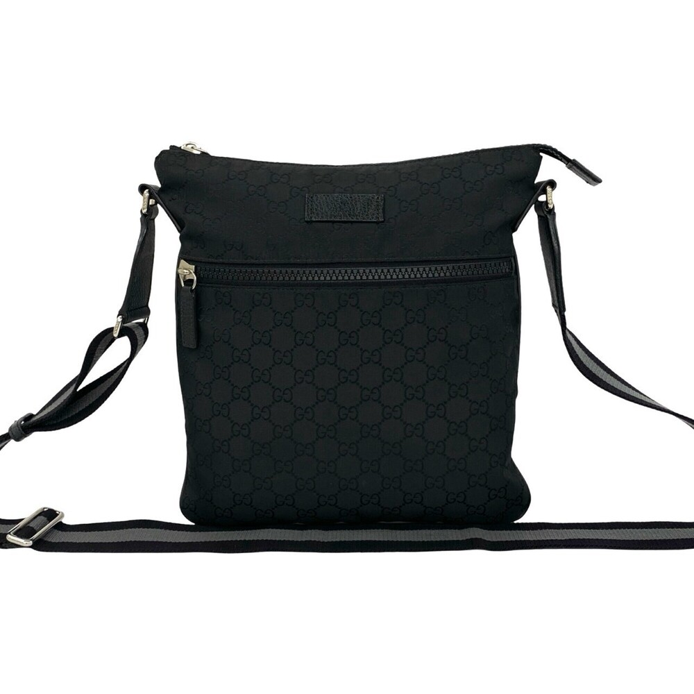 GUCCI Authentic Black Leather Shoulder Bag